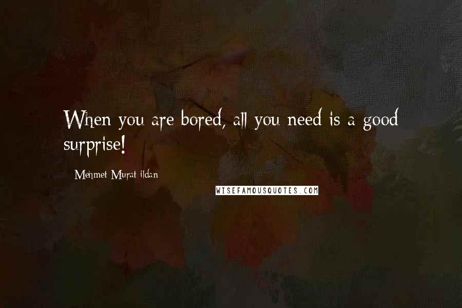 Mehmet Murat Ildan Quotes: When you are bored, all you need is a good surprise!