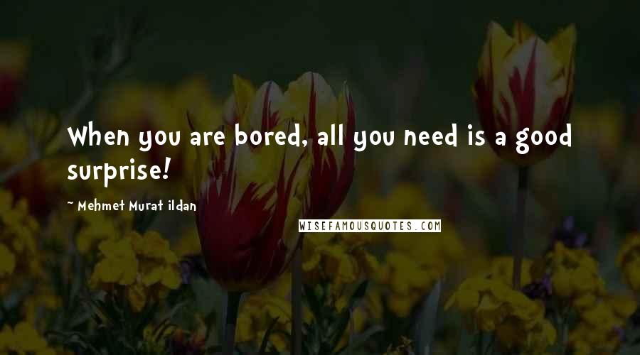 Mehmet Murat Ildan Quotes: When you are bored, all you need is a good surprise!