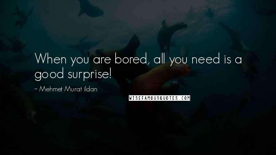 Mehmet Murat Ildan Quotes: When you are bored, all you need is a good surprise!