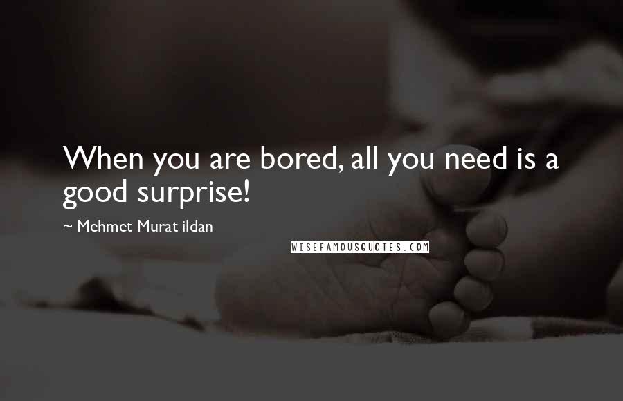 Mehmet Murat Ildan Quotes: When you are bored, all you need is a good surprise!