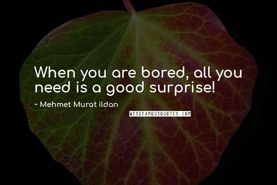 Mehmet Murat Ildan Quotes: When you are bored, all you need is a good surprise!