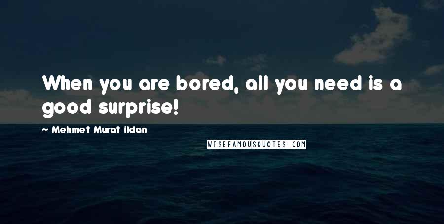 Mehmet Murat Ildan Quotes: When you are bored, all you need is a good surprise!