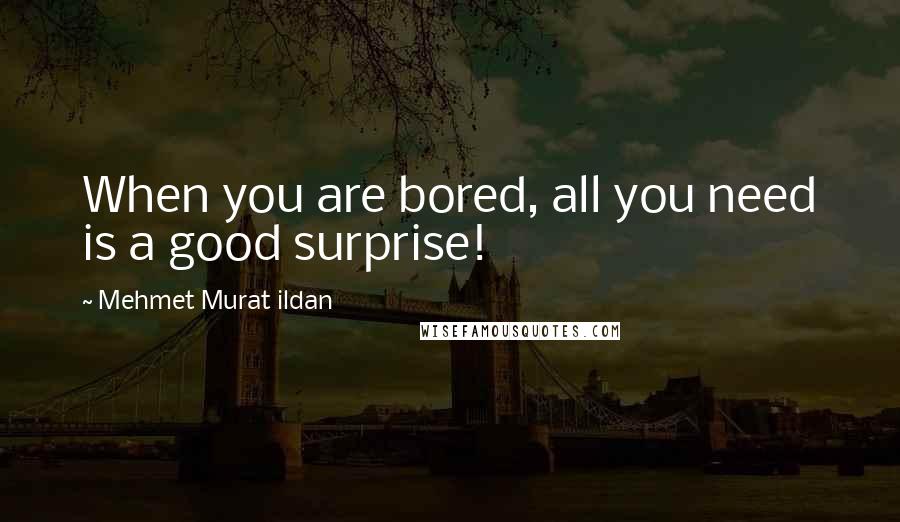 Mehmet Murat Ildan Quotes: When you are bored, all you need is a good surprise!