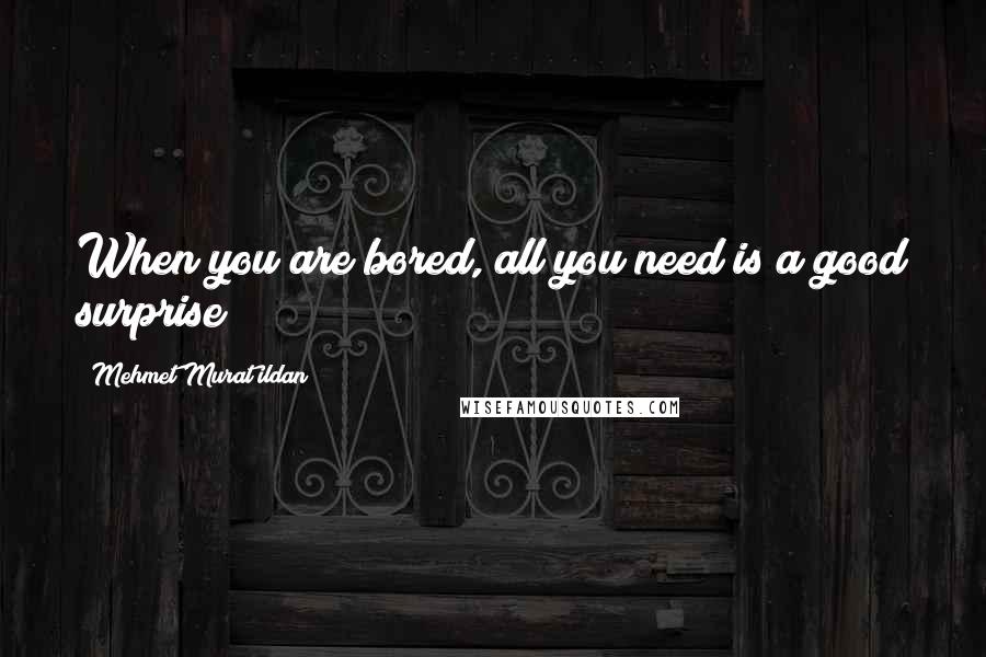 Mehmet Murat Ildan Quotes: When you are bored, all you need is a good surprise!