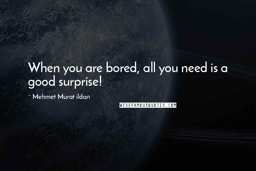 Mehmet Murat Ildan Quotes: When you are bored, all you need is a good surprise!