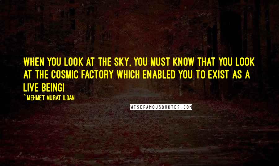 Mehmet Murat Ildan Quotes: When you look at the sky, you must know that you look at the cosmic factory which enabled you to exist as a live being!