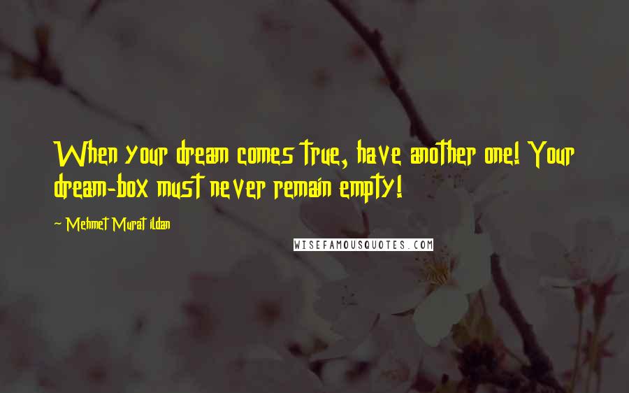 Mehmet Murat Ildan Quotes: When your dream comes true, have another one! Your dream-box must never remain empty!