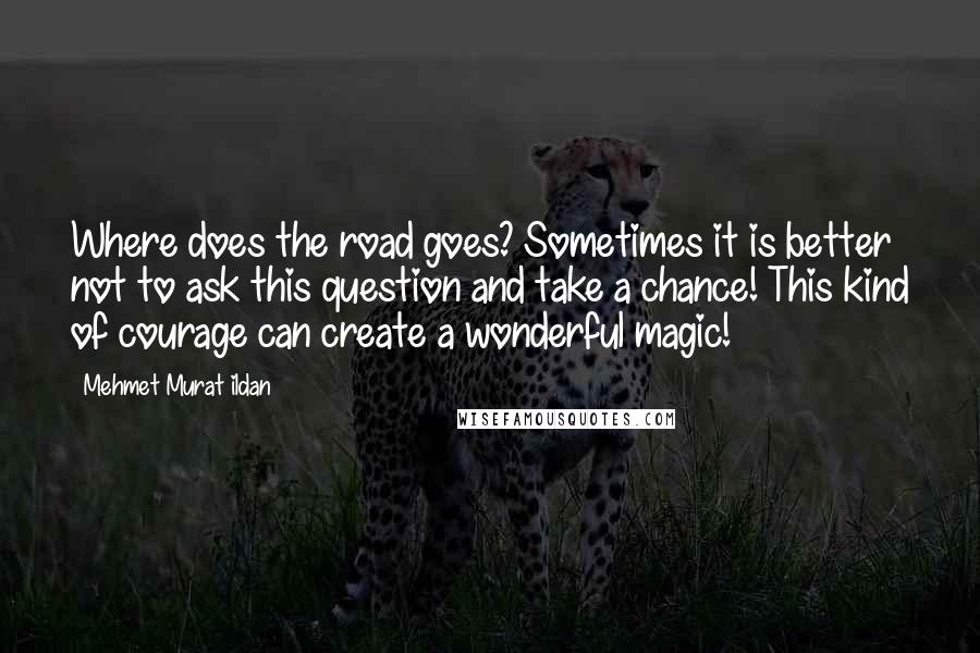 Mehmet Murat Ildan Quotes: Where does the road goes? Sometimes it is better not to ask this question and take a chance! This kind of courage can create a wonderful magic!