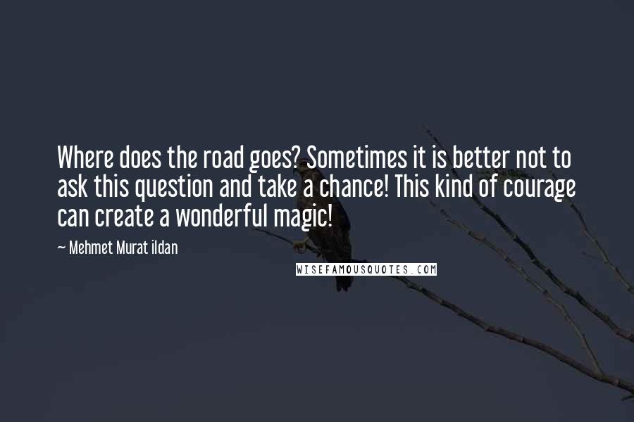 Mehmet Murat Ildan Quotes: Where does the road goes? Sometimes it is better not to ask this question and take a chance! This kind of courage can create a wonderful magic!