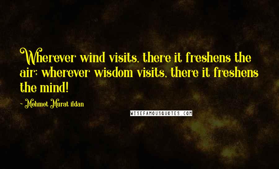 Mehmet Murat Ildan Quotes: Wherever wind visits, there it freshens the air; wherever wisdom visits, there it freshens the mind!