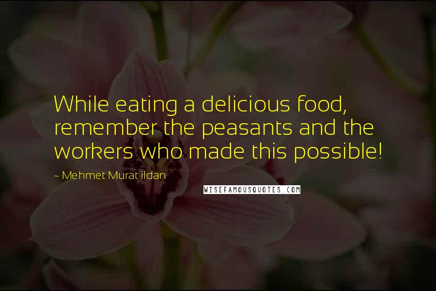 Mehmet Murat Ildan Quotes: While eating a delicious food, remember the peasants and the workers who made this possible!