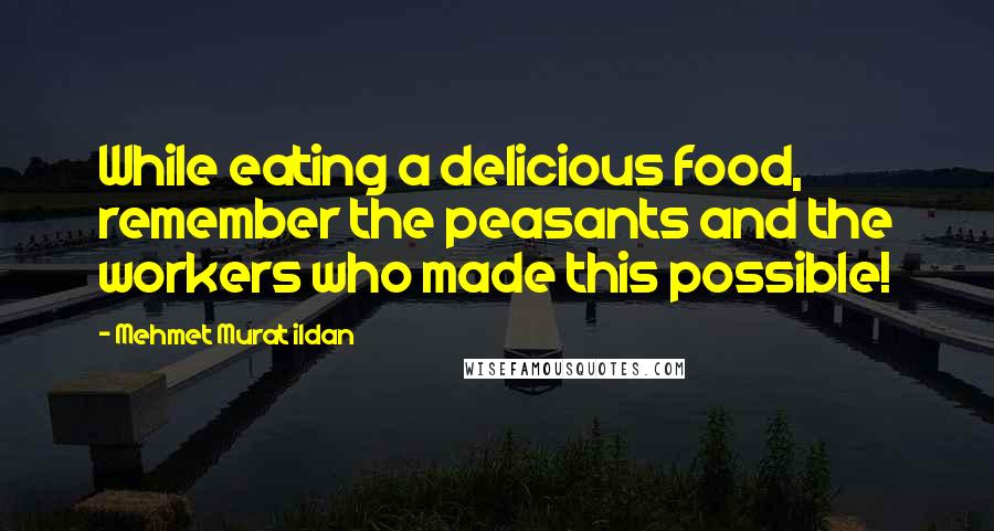 Mehmet Murat Ildan Quotes: While eating a delicious food, remember the peasants and the workers who made this possible!