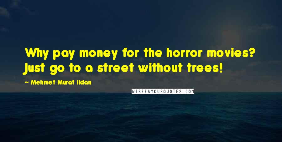 Mehmet Murat Ildan Quotes: Why pay money for the horror movies? Just go to a street without trees!