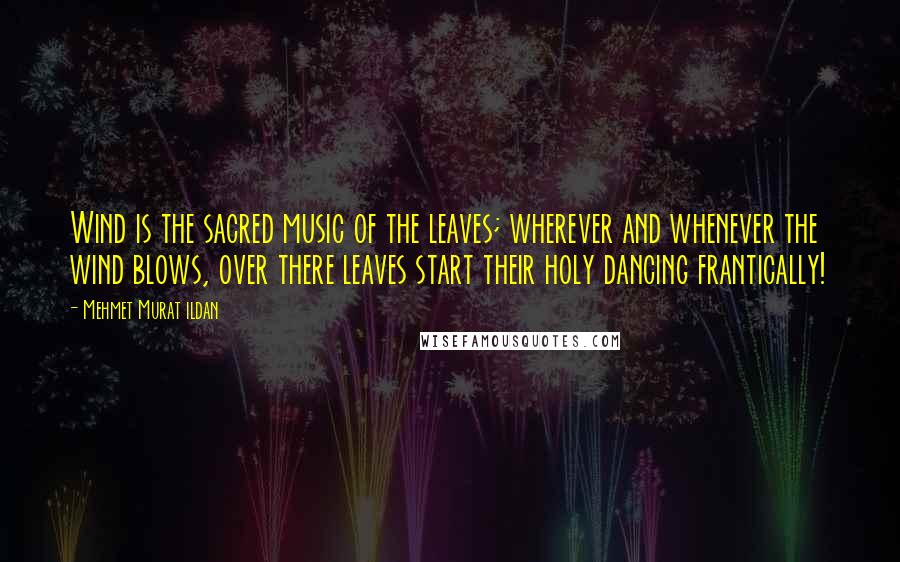 Mehmet Murat Ildan Quotes: Wind is the sacred music of the leaves; wherever and whenever the wind blows, over there leaves start their holy dancing frantically!