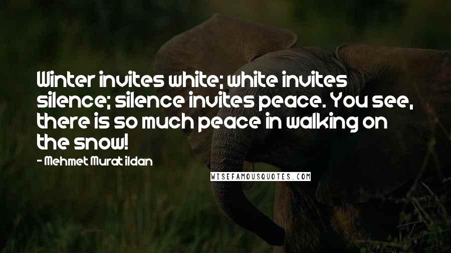 Mehmet Murat Ildan Quotes: Winter invites white; white invites silence; silence invites peace. You see, there is so much peace in walking on the snow!