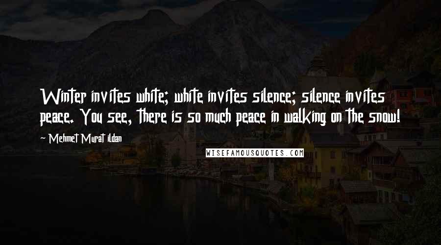 Mehmet Murat Ildan Quotes: Winter invites white; white invites silence; silence invites peace. You see, there is so much peace in walking on the snow!