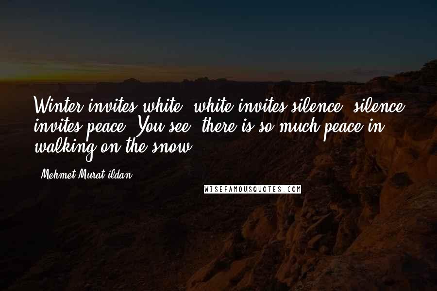 Mehmet Murat Ildan Quotes: Winter invites white; white invites silence; silence invites peace. You see, there is so much peace in walking on the snow!