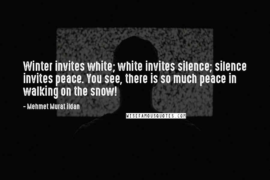 Mehmet Murat Ildan Quotes: Winter invites white; white invites silence; silence invites peace. You see, there is so much peace in walking on the snow!
