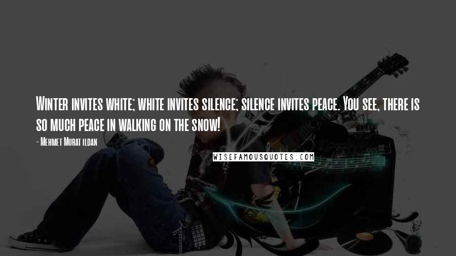 Mehmet Murat Ildan Quotes: Winter invites white; white invites silence; silence invites peace. You see, there is so much peace in walking on the snow!