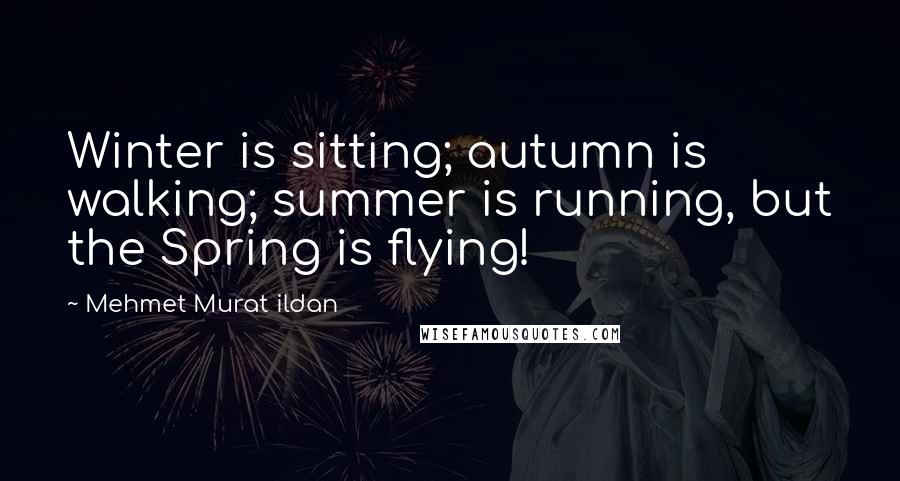 Mehmet Murat Ildan Quotes: Winter is sitting; autumn is walking; summer is running, but the Spring is flying!