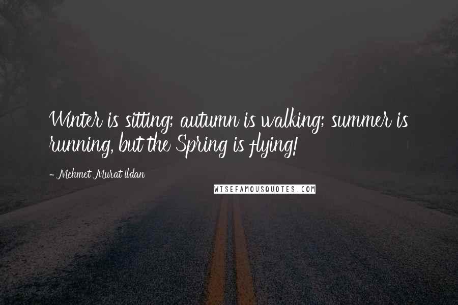 Mehmet Murat Ildan Quotes: Winter is sitting; autumn is walking; summer is running, but the Spring is flying!