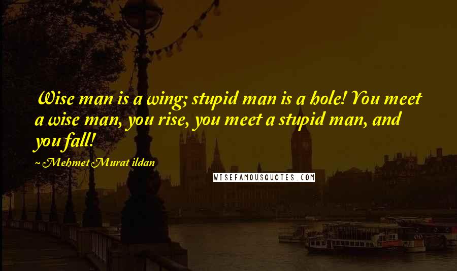 Mehmet Murat Ildan Quotes: Wise man is a wing; stupid man is a hole! You meet a wise man, you rise, you meet a stupid man, and you fall!