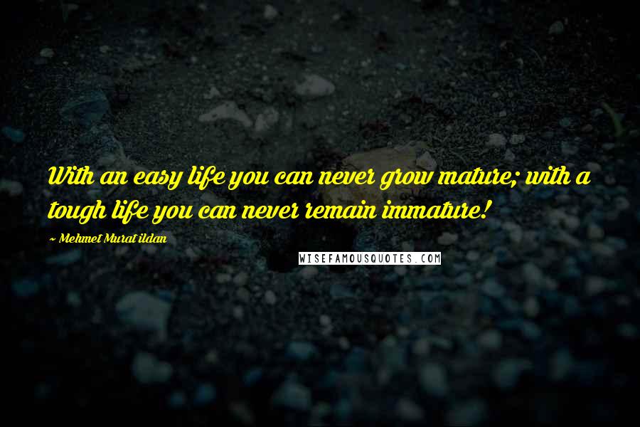 Mehmet Murat Ildan Quotes: With an easy life you can never grow mature; with a tough life you can never remain immature!