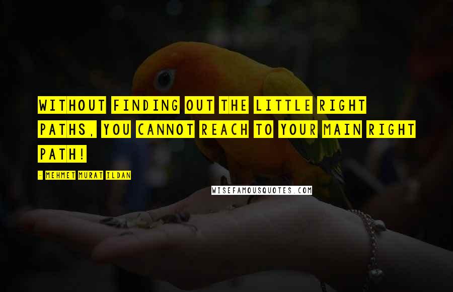 Mehmet Murat Ildan Quotes: Without finding out the little right paths, you cannot reach to your main right path!