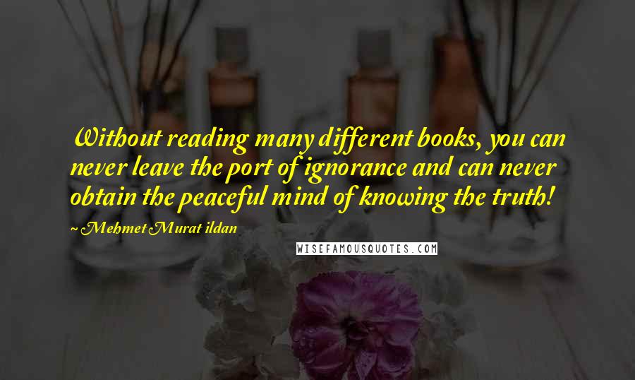 Mehmet Murat Ildan Quotes: Without reading many different books, you can never leave the port of ignorance and can never obtain the peaceful mind of knowing the truth!