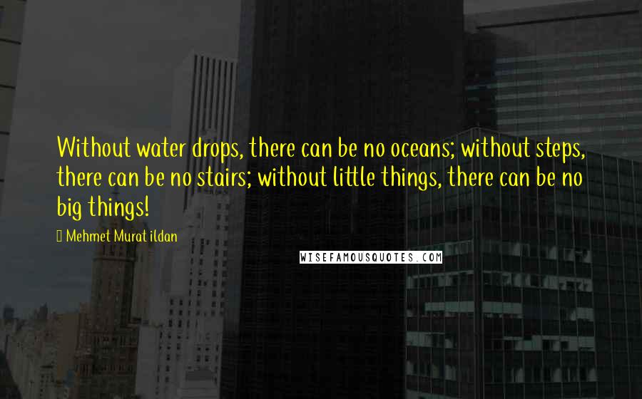 Mehmet Murat Ildan Quotes: Without water drops, there can be no oceans; without steps, there can be no stairs; without little things, there can be no big things!