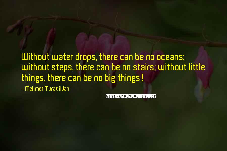 Mehmet Murat Ildan Quotes: Without water drops, there can be no oceans; without steps, there can be no stairs; without little things, there can be no big things!