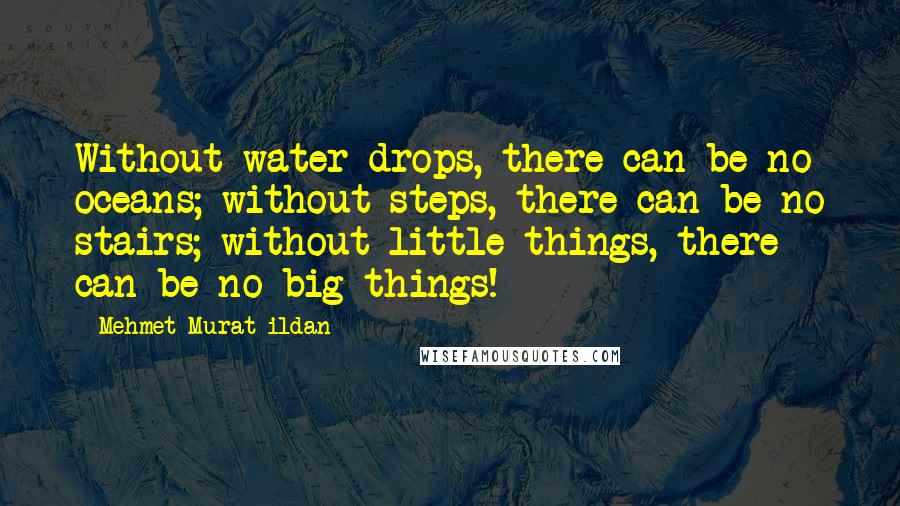 Mehmet Murat Ildan Quotes: Without water drops, there can be no oceans; without steps, there can be no stairs; without little things, there can be no big things!