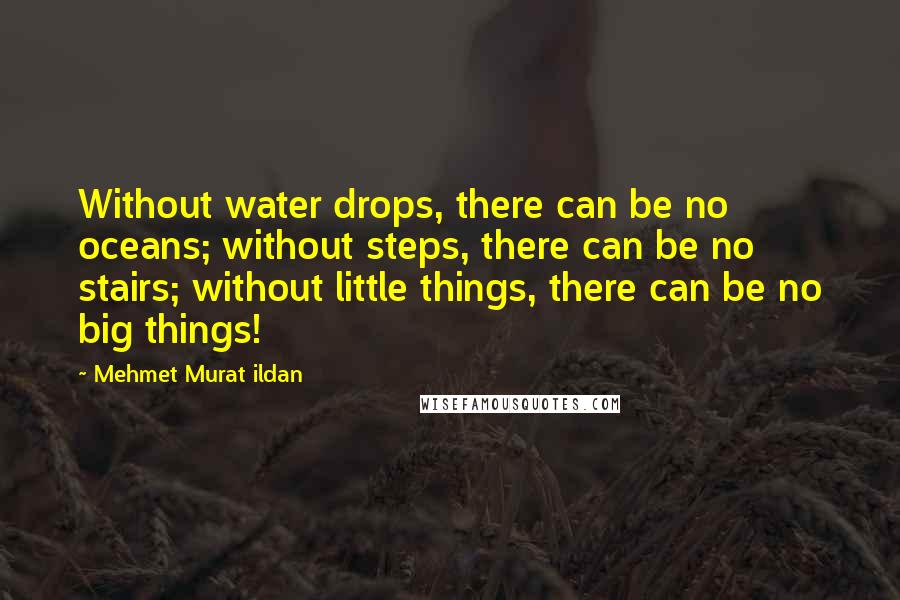 Mehmet Murat Ildan Quotes: Without water drops, there can be no oceans; without steps, there can be no stairs; without little things, there can be no big things!