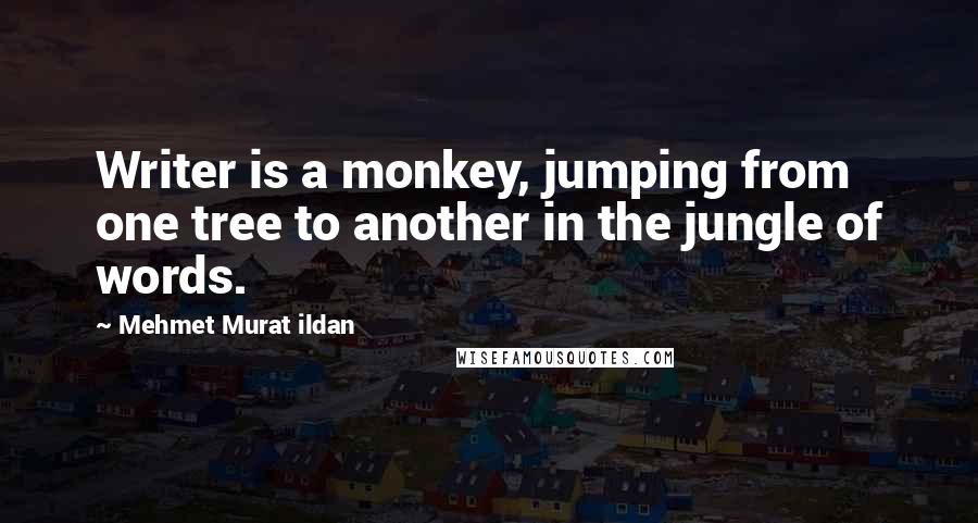 Mehmet Murat Ildan Quotes: Writer is a monkey, jumping from one tree to another in the jungle of words.