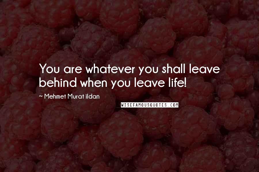 Mehmet Murat Ildan Quotes: You are whatever you shall leave behind when you leave life!