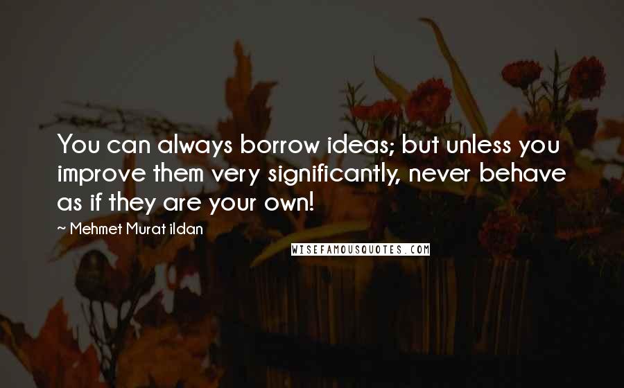 Mehmet Murat Ildan Quotes: You can always borrow ideas; but unless you improve them very significantly, never behave as if they are your own!