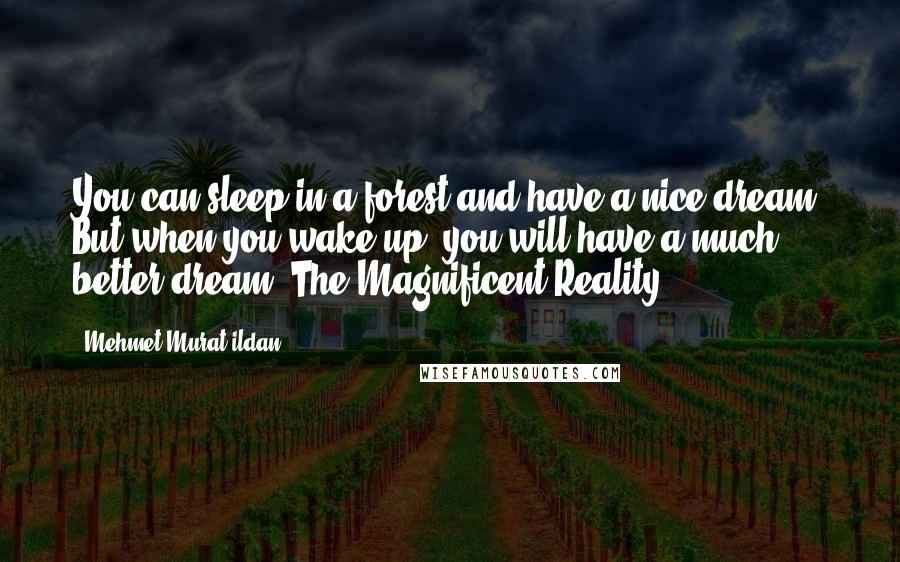 Mehmet Murat Ildan Quotes: You can sleep in a forest and have a nice dream. But when you wake up, you will have a much better dream: The Magnificent Reality!