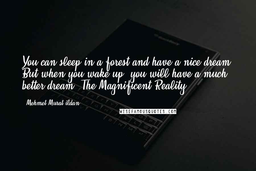 Mehmet Murat Ildan Quotes: You can sleep in a forest and have a nice dream. But when you wake up, you will have a much better dream: The Magnificent Reality!