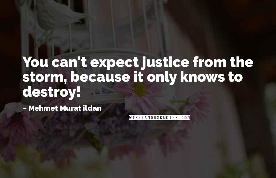 Mehmet Murat Ildan Quotes: You can't expect justice from the storm, because it only knows to destroy!