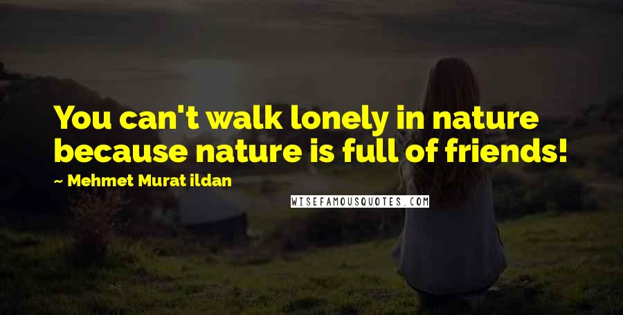 Mehmet Murat Ildan Quotes: You can't walk lonely in nature because nature is full of friends!