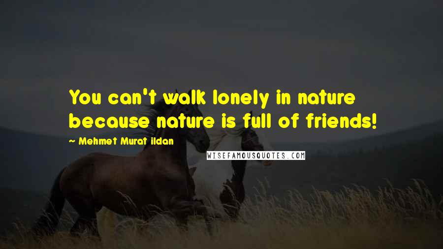 Mehmet Murat Ildan Quotes: You can't walk lonely in nature because nature is full of friends!