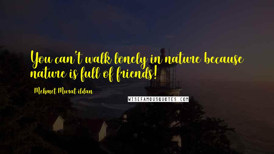 Mehmet Murat Ildan Quotes: You can't walk lonely in nature because nature is full of friends!