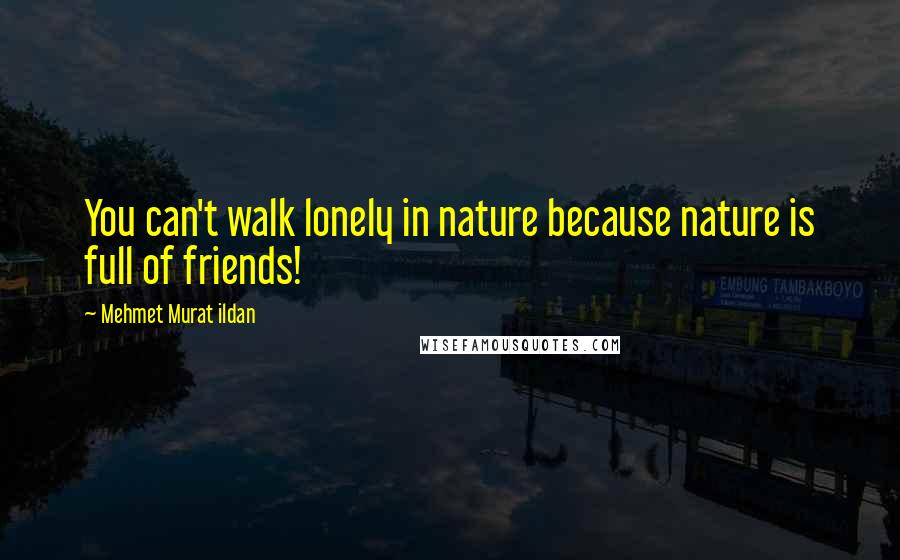 Mehmet Murat Ildan Quotes: You can't walk lonely in nature because nature is full of friends!