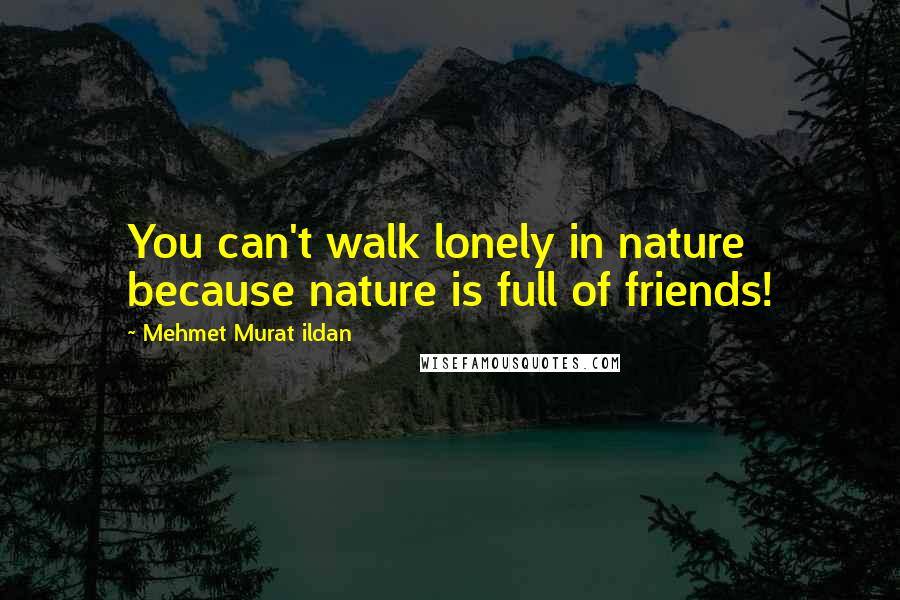 Mehmet Murat Ildan Quotes: You can't walk lonely in nature because nature is full of friends!