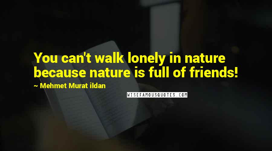 Mehmet Murat Ildan Quotes: You can't walk lonely in nature because nature is full of friends!