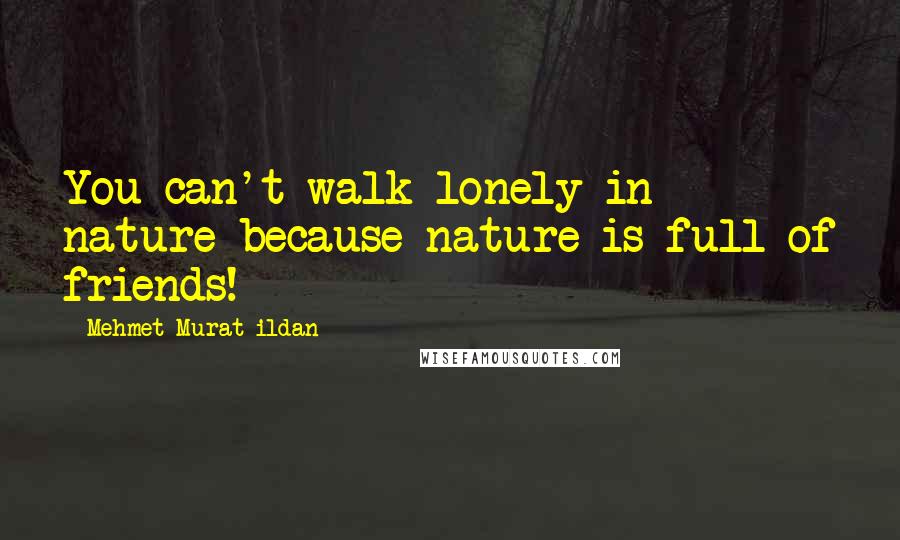 Mehmet Murat Ildan Quotes: You can't walk lonely in nature because nature is full of friends!