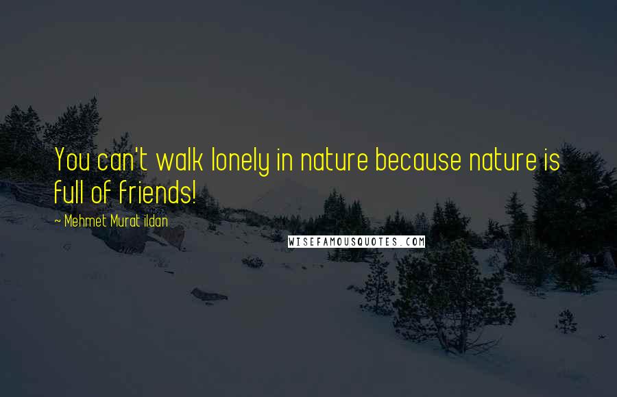 Mehmet Murat Ildan Quotes: You can't walk lonely in nature because nature is full of friends!