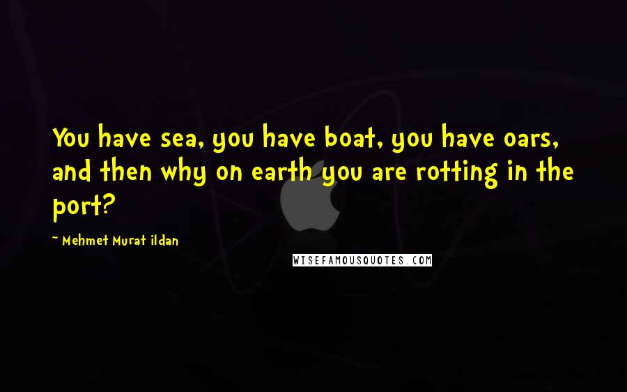 Mehmet Murat Ildan Quotes: You have sea, you have boat, you have oars, and then why on earth you are rotting in the port?