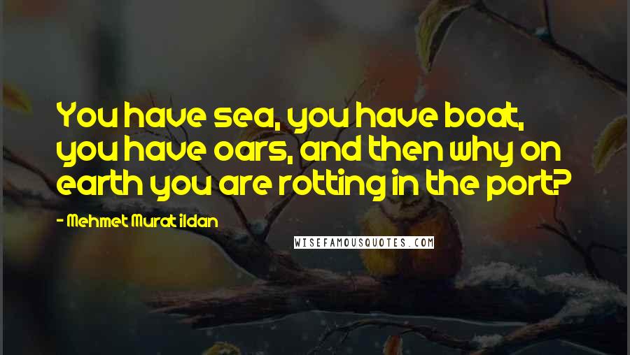 Mehmet Murat Ildan Quotes: You have sea, you have boat, you have oars, and then why on earth you are rotting in the port?