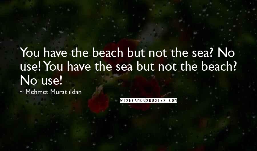 Mehmet Murat Ildan Quotes: You have the beach but not the sea? No use! You have the sea but not the beach? No use!